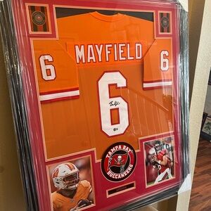 Tampa Bay Buccaneers Framed Orange Jersey Baker Mayfield autograph COA